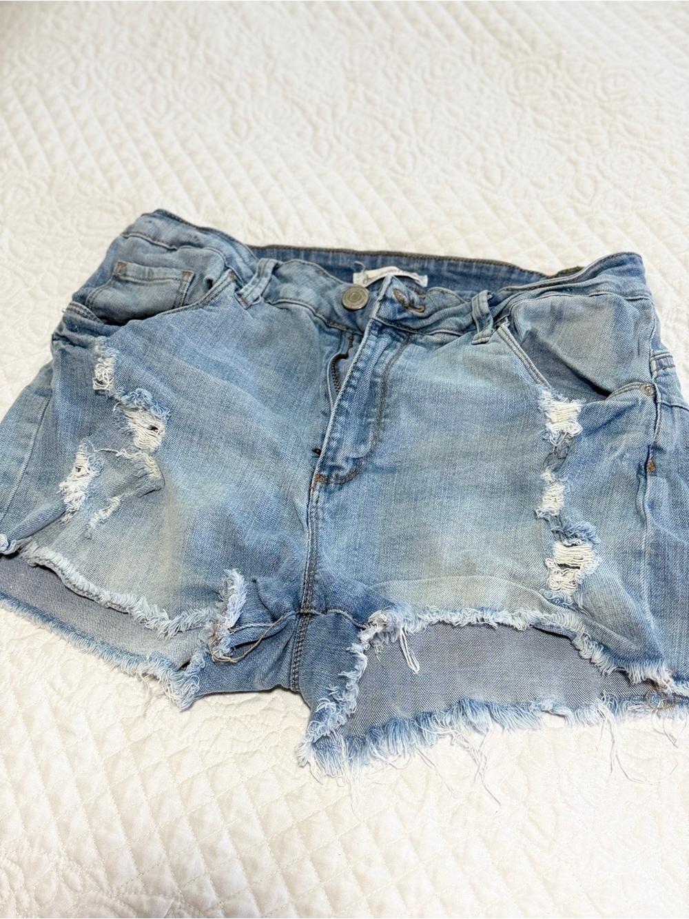 Charlotte Russe Light Blue Distressed Denim Cutoff Shorts